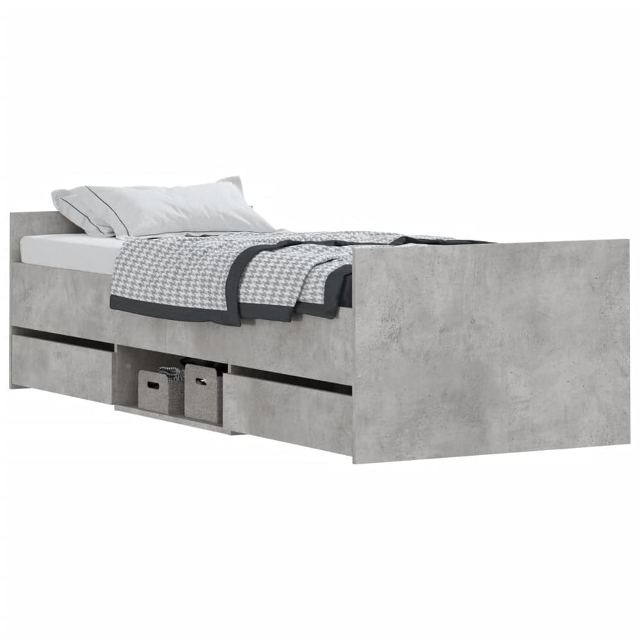 Bedframe Met Hoofd- En Voeteneinde 75 x 190 cm Betongrijs