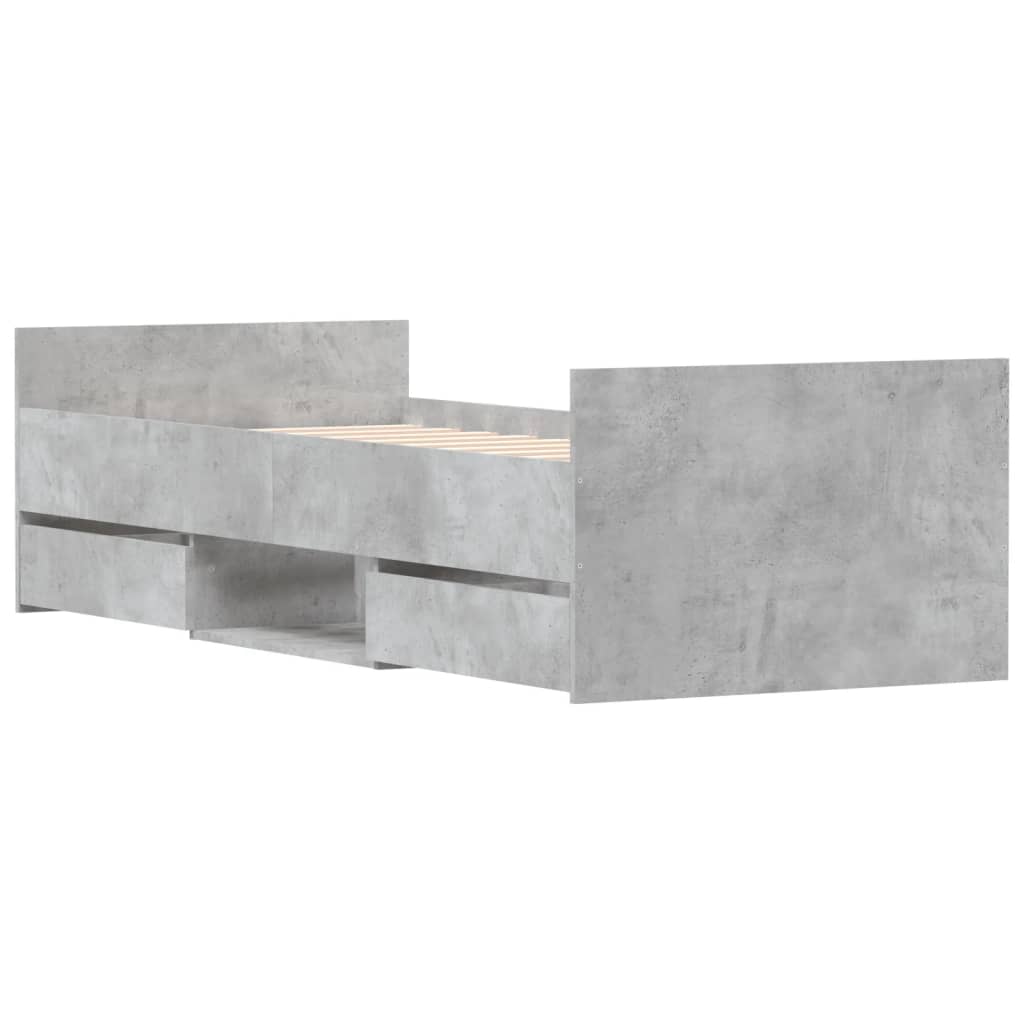 Bedframe Met Hoofd- En Voeteneinde 75 x 190 cm Betongrijs