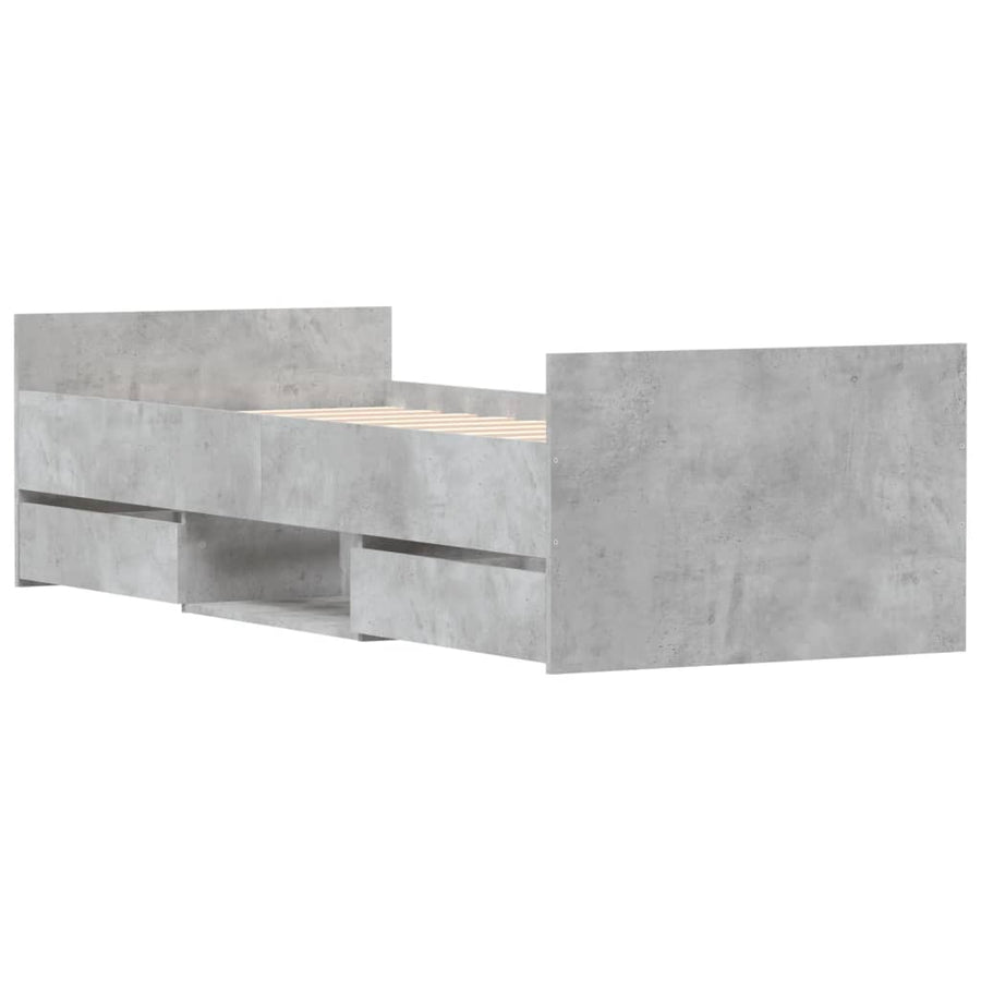 Bedframe Met Hoofd- En Voeteneinde 75 x 190 cm Betongrijs