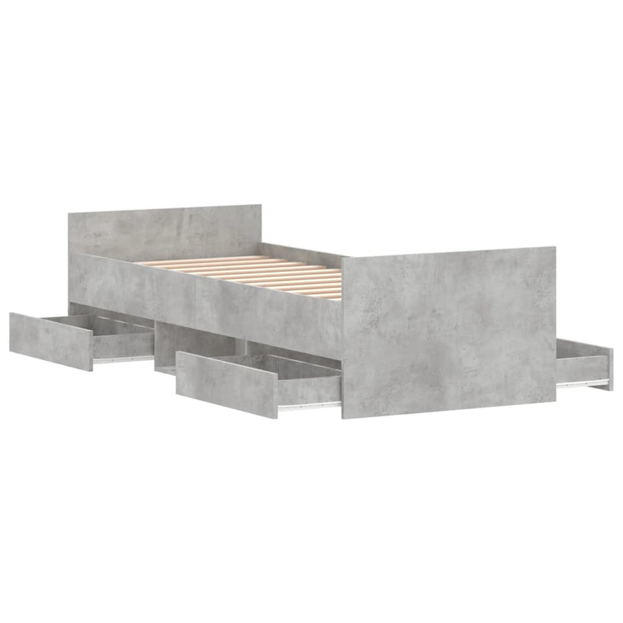 Bedframe Met Hoofd- En Voeteneinde 75 x 190 cm Betongrijs