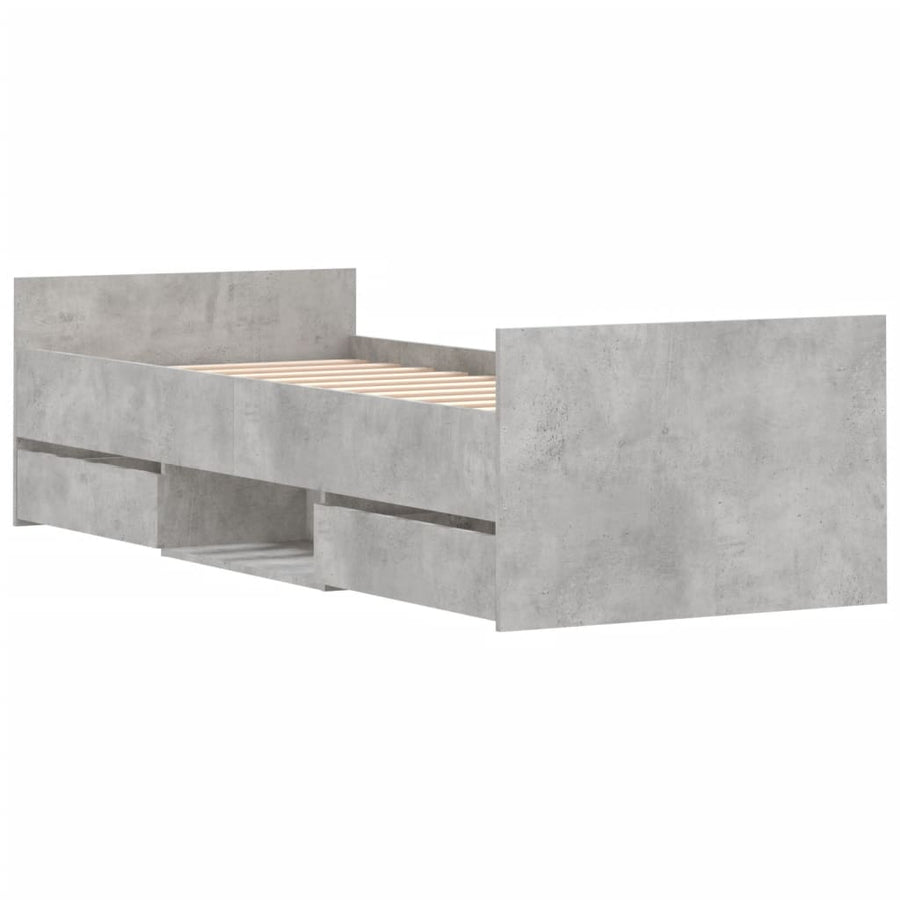 Bedframe Met Hoofd- En Voeteneinde 75 x 190 cm Betongrijs