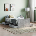 Bed frame with headboard and footboard concrete grey 75x190 cm