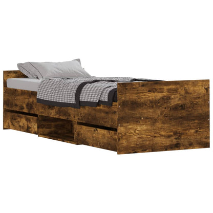 Bedframe Met Hoofd- En Voeteneinde 75 x 190 cm Gerookt eiken