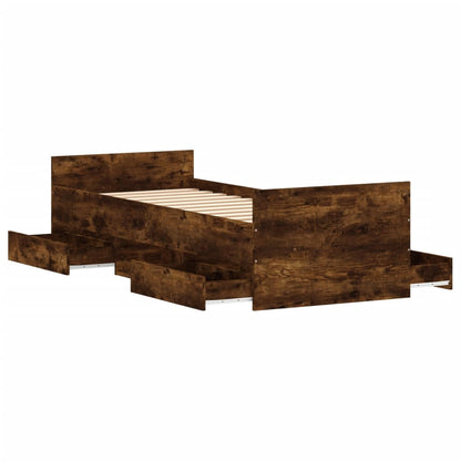 Bedframe Met Hoofd- En Voeteneinde 75 x 190 cm Gerookt eiken