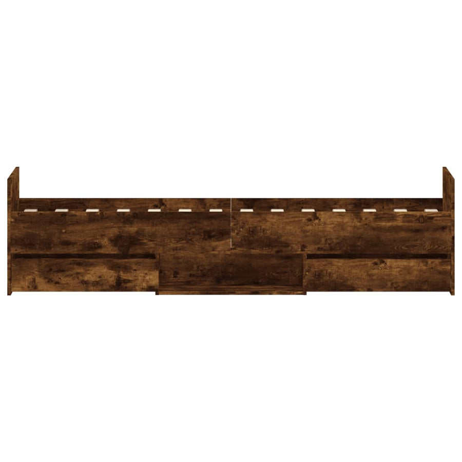 Bedframe Met Hoofd- En Voeteneinde 75 x 190 cm Gerookt eiken