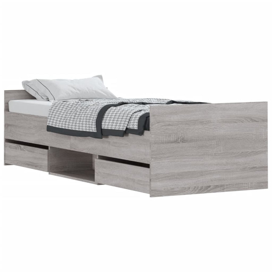 Bedframe Met Hoofd- En Voeteneinde 75 x 190 cm Grijs sonoma