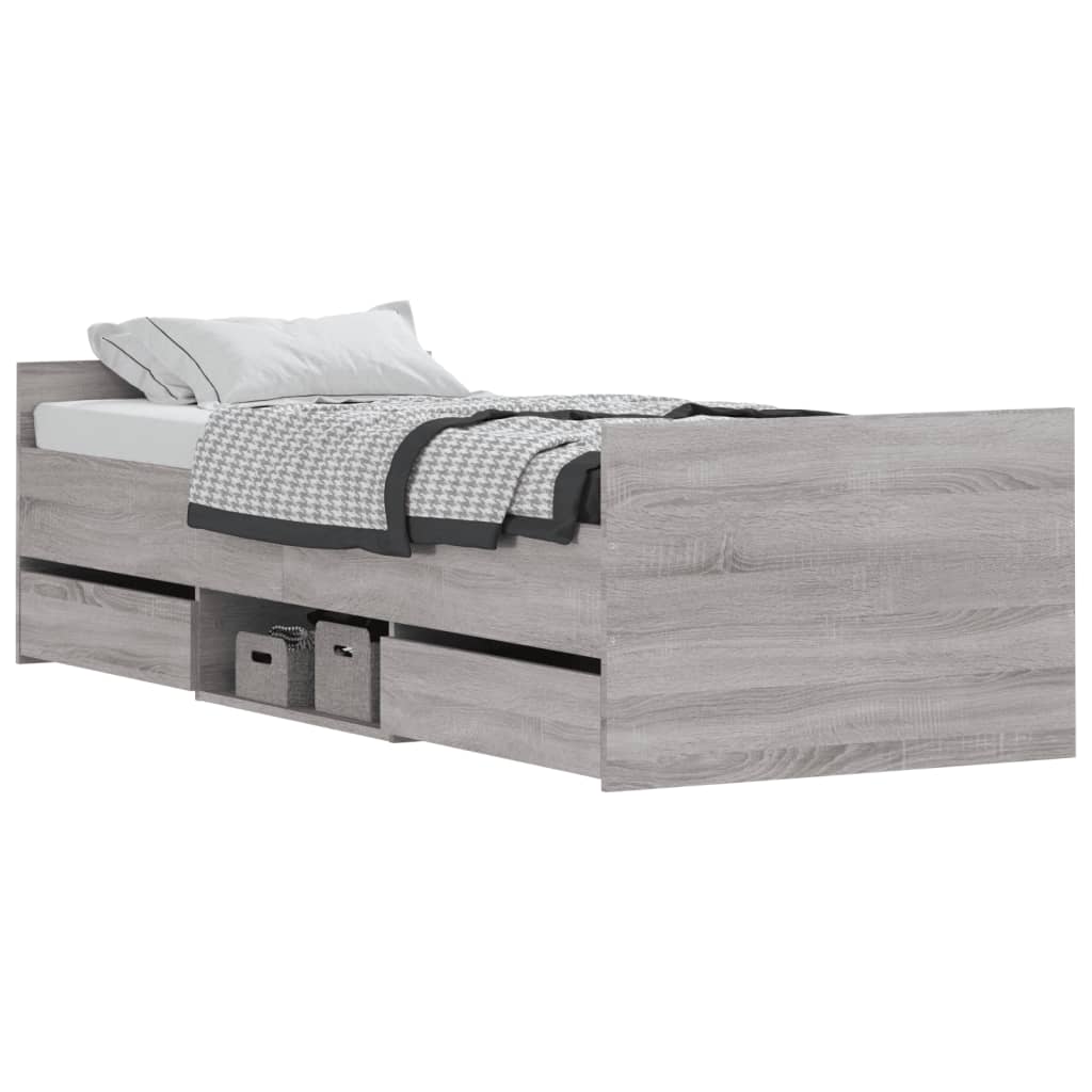 Bedframe Met Hoofd- En Voeteneinde 75 x 190 cm Grijs sonoma
