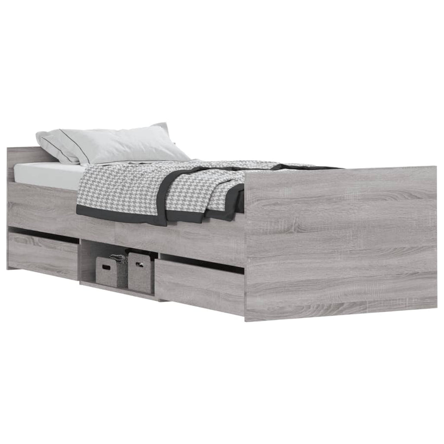 Bedframe Met Hoofd- En Voeteneinde 75 x 190 cm Grijs sonoma