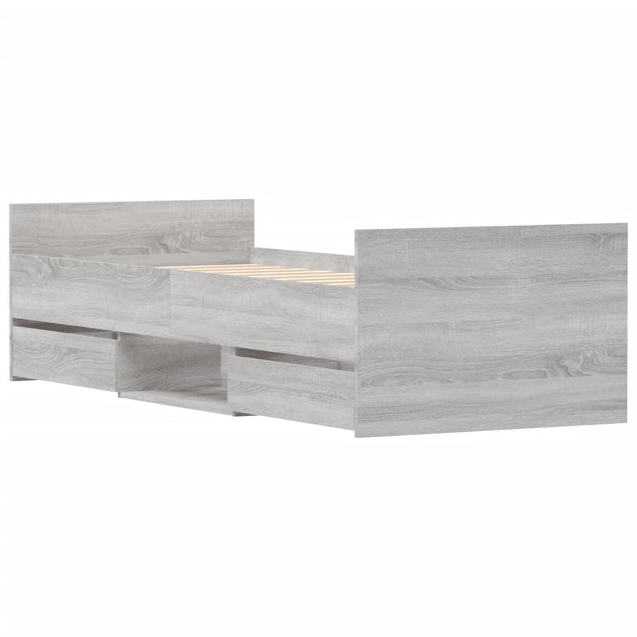 Bedframe Met Hoofd- En Voeteneinde 75 x 190 cm Grijs sonoma