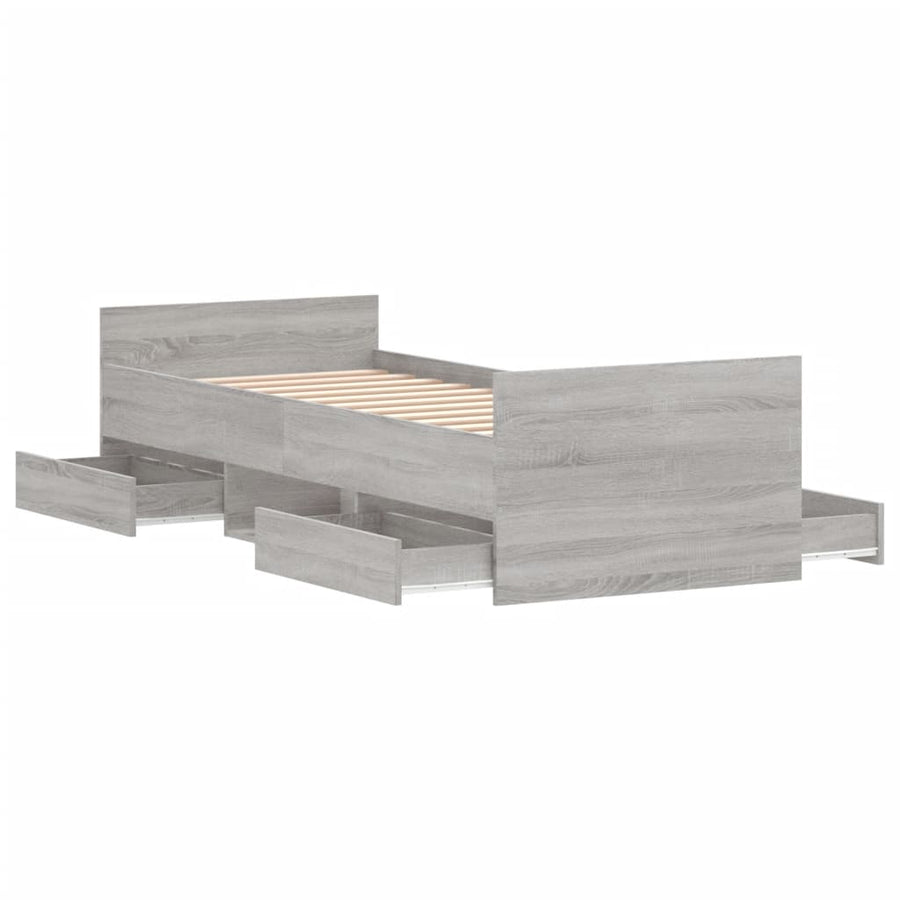 Bedframe Met Hoofd- En Voeteneinde 75 x 190 cm Grijs sonoma