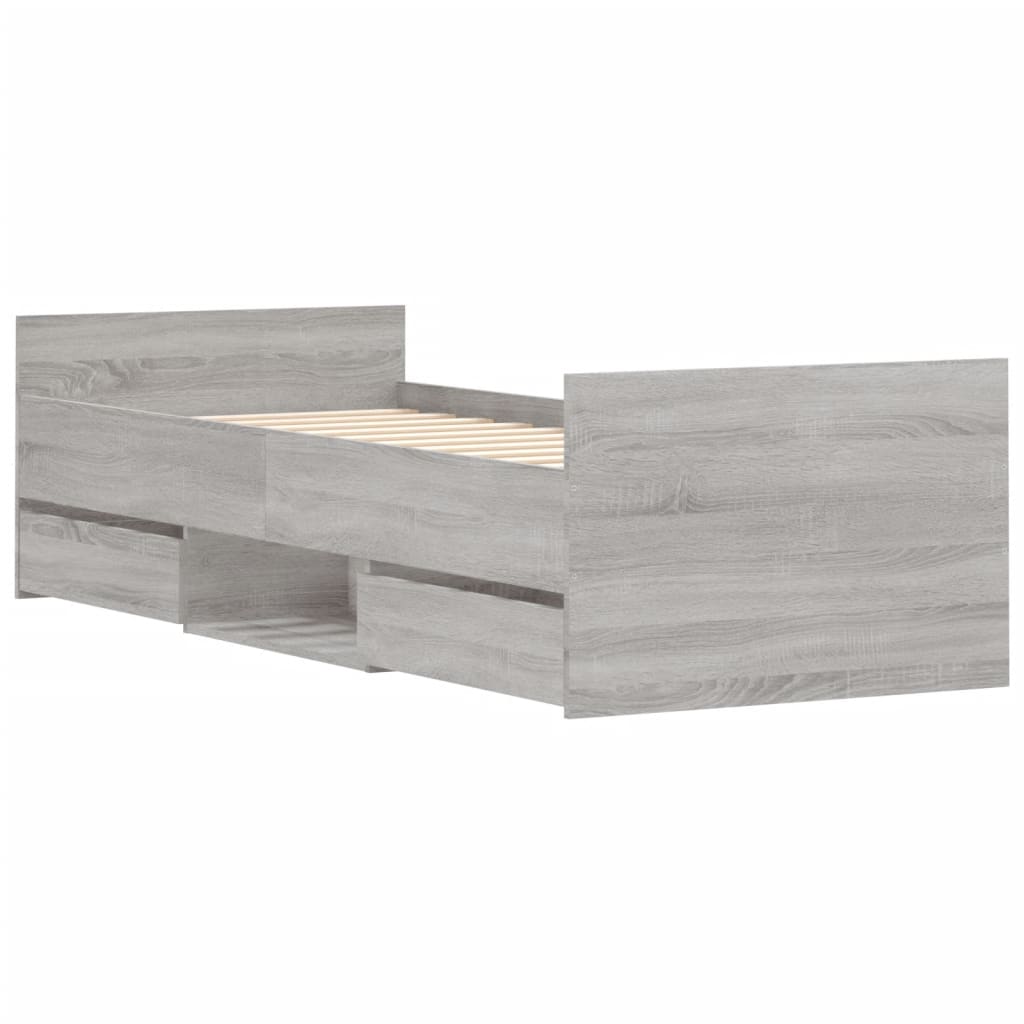 Bedframe Met Hoofd- En Voeteneinde 75 x 190 cm Grijs sonoma