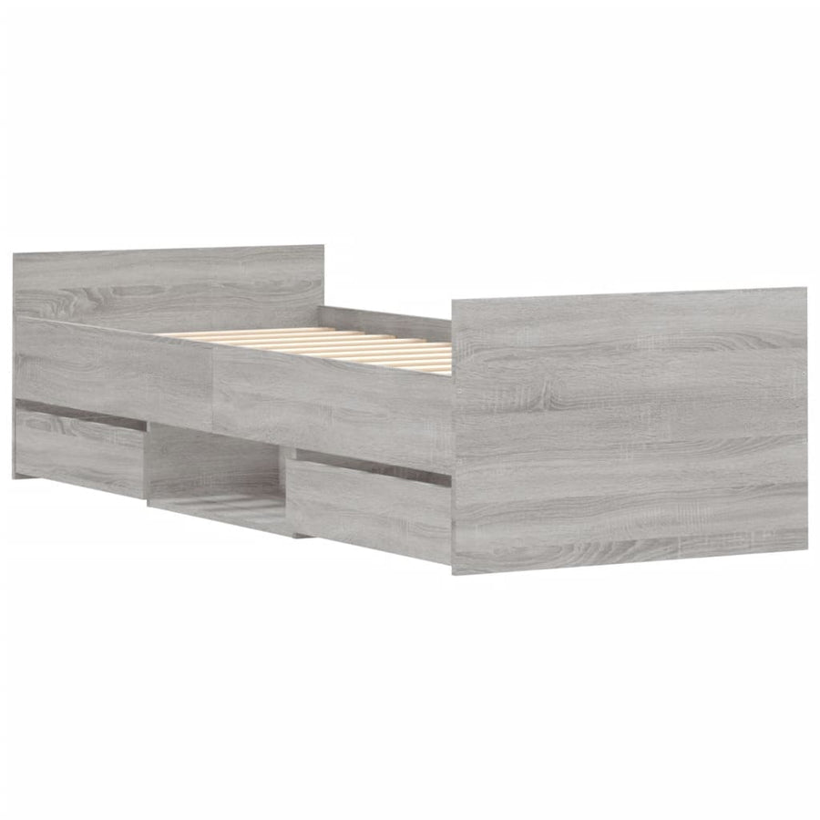 Bedframe Met Hoofd- En Voeteneinde 75 x 190 cm Grijs sonoma