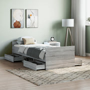 Bedframe 75x190 cm grijs sonoma met lades