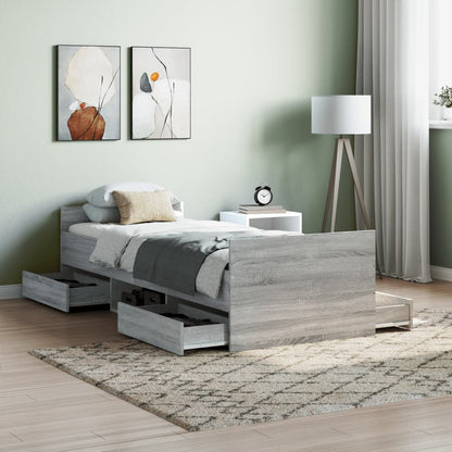 Bedframe Met Hoofd- En Voeteneinde 75 x 190 cm Grijs sonoma