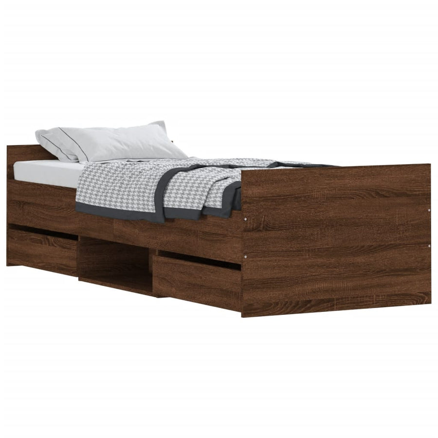 Bedframe Met Hoofd- En Voeteneinde Bruineikenkleurig 75 x 190 cm bruin eikenkleur