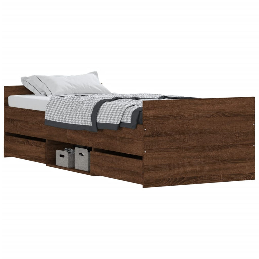 Bedframe Met Hoofd- En Voeteneinde Bruineikenkleurig 75 x 190 cm bruin eikenkleur