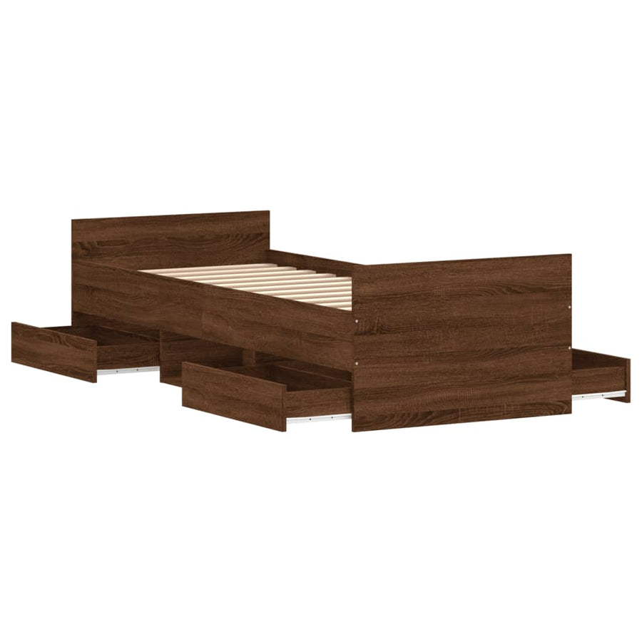 Bedframe Met Hoofd- En Voeteneinde Bruineikenkleurig 75 x 190 cm bruin eikenkleur