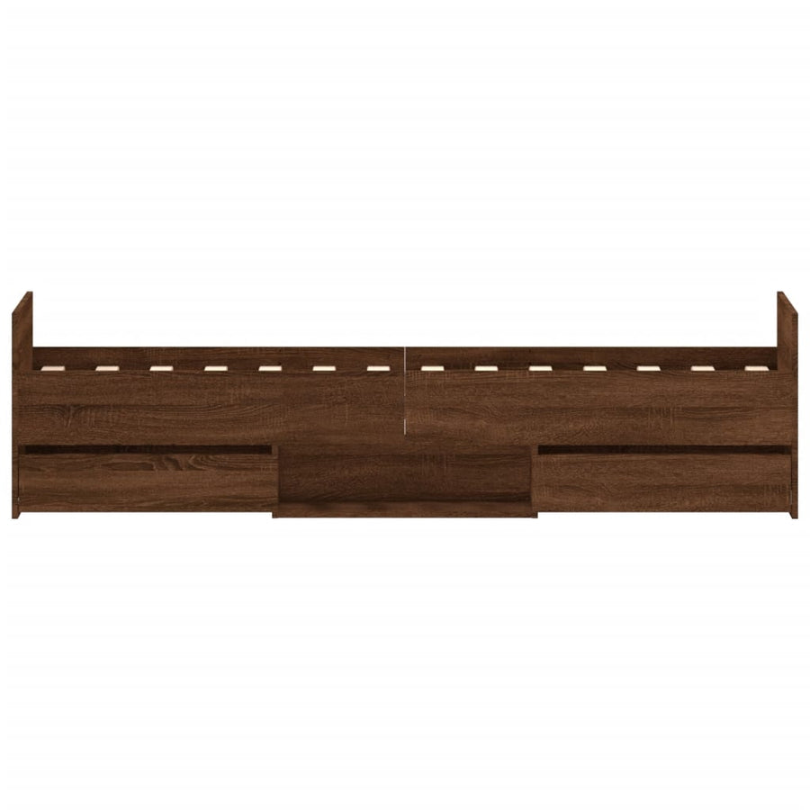Bedframe Met Hoofd- En Voeteneinde Bruineikenkleurig 75 x 190 cm bruin eikenkleur