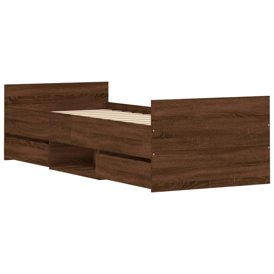 Bedframe Met Hoofd- En Voeteneinde Bruineikenkleurig 75 x 190 cm bruin eikenkleur