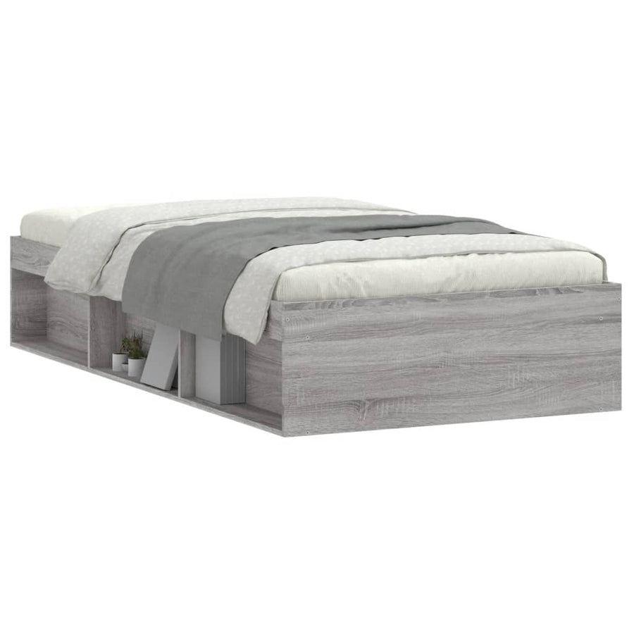 Bedframe Eikenkleurig 100 x 200 cm Grijs sonoma