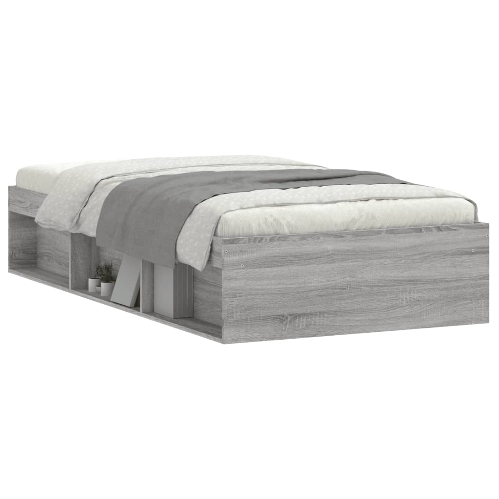 Bedframe Eikenkleurig 90 x 190 cm Grijs sonoma