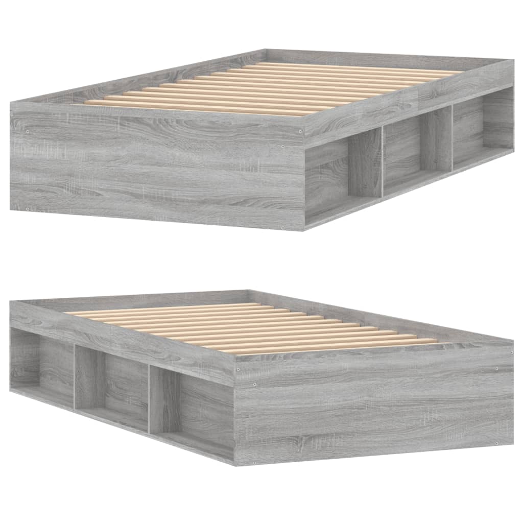 Bedframe Eikenkleurig 90 x 190 cm Grijs sonoma