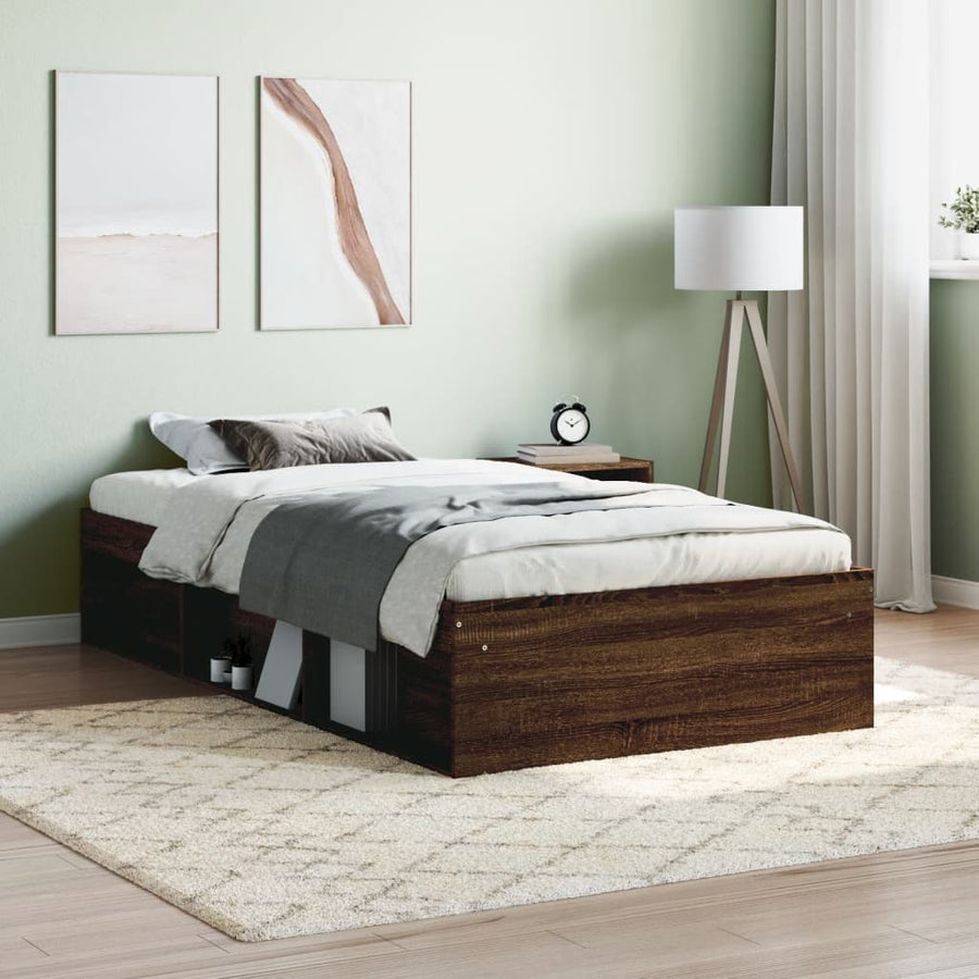 Bedframe Ig 90 x 190 cm bruin eikenkleur