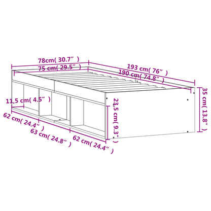 Bedframe Small Single 75 x 190 cm Betongrijs