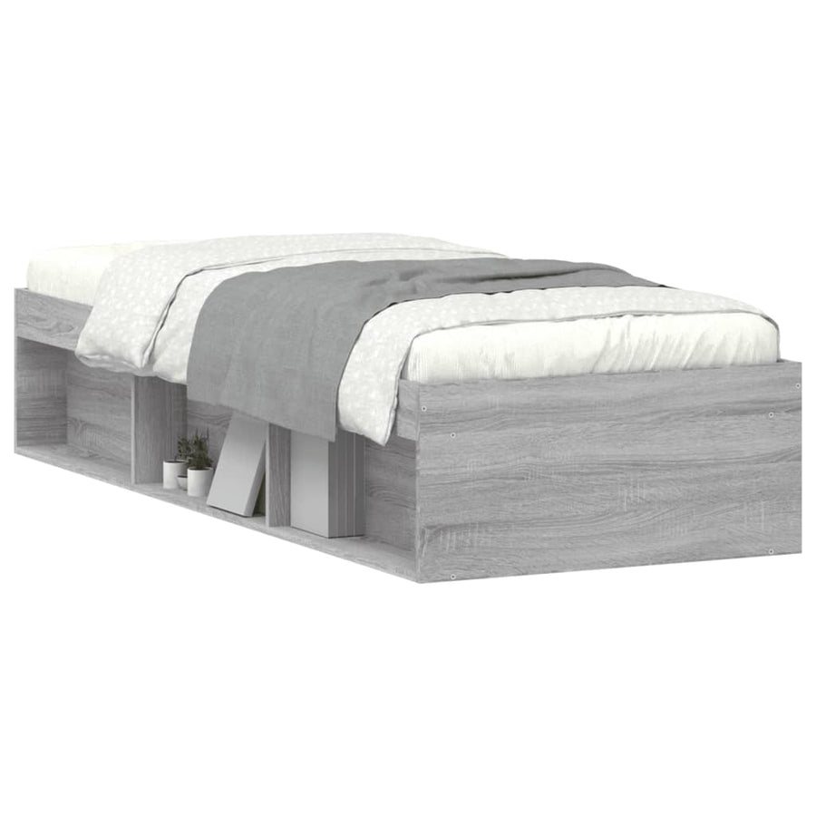 Bedframe Eikenkleurig 75 x 190 cm Grijs sonoma