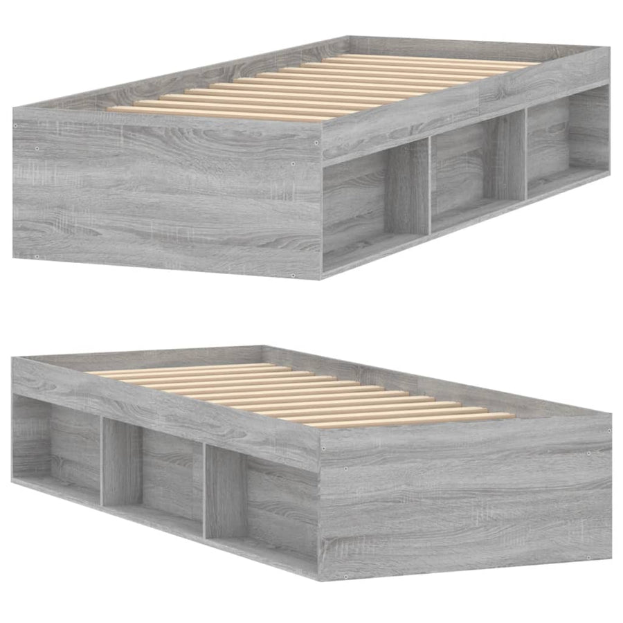 Bedframe Eikenkleurig 75 x 190 cm Grijs sonoma