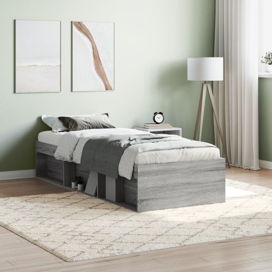 Bedframe Eikenkleurig 75 x 190 cm Grijs sonoma
