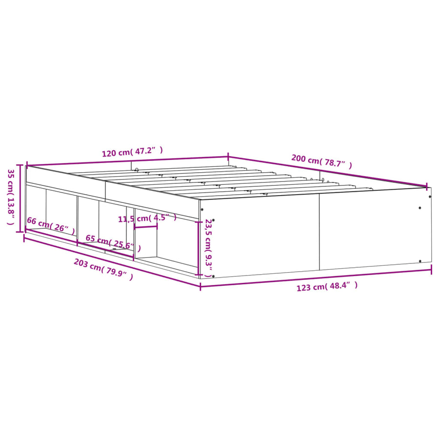 Bedframe 120 x 200 cm Zwart