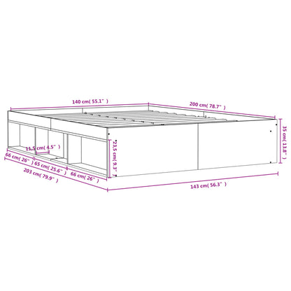 Bedframe Kleurig 140 x 200 cm Sonoma eiken