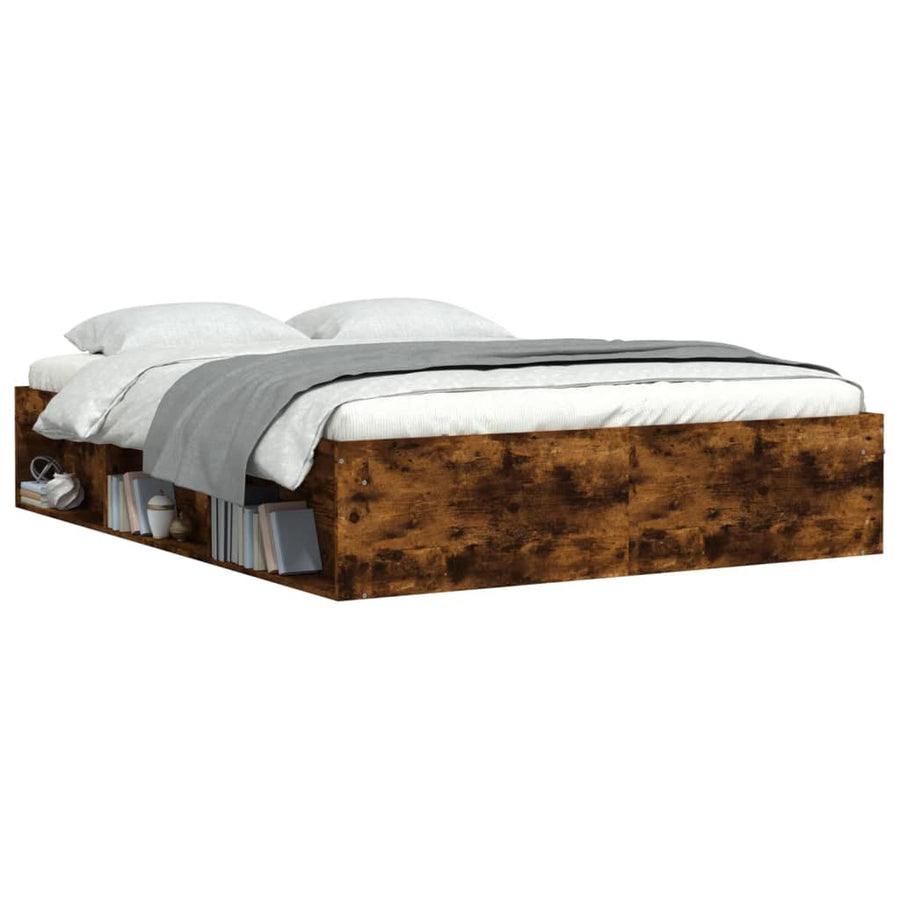 Bedframe Kleurig 140 x 200 cm Gerookt eiken