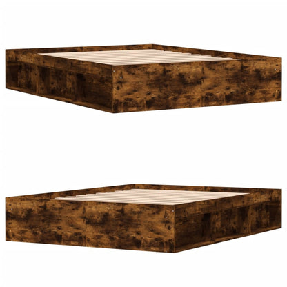 Bedframe Kleurig 140 x 200 cm Gerookt eiken