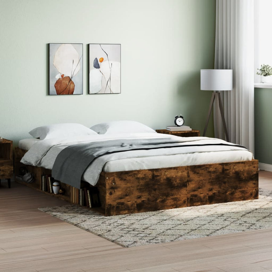 Bedframe Kleurig 140 x 200 cm Gerookt eiken