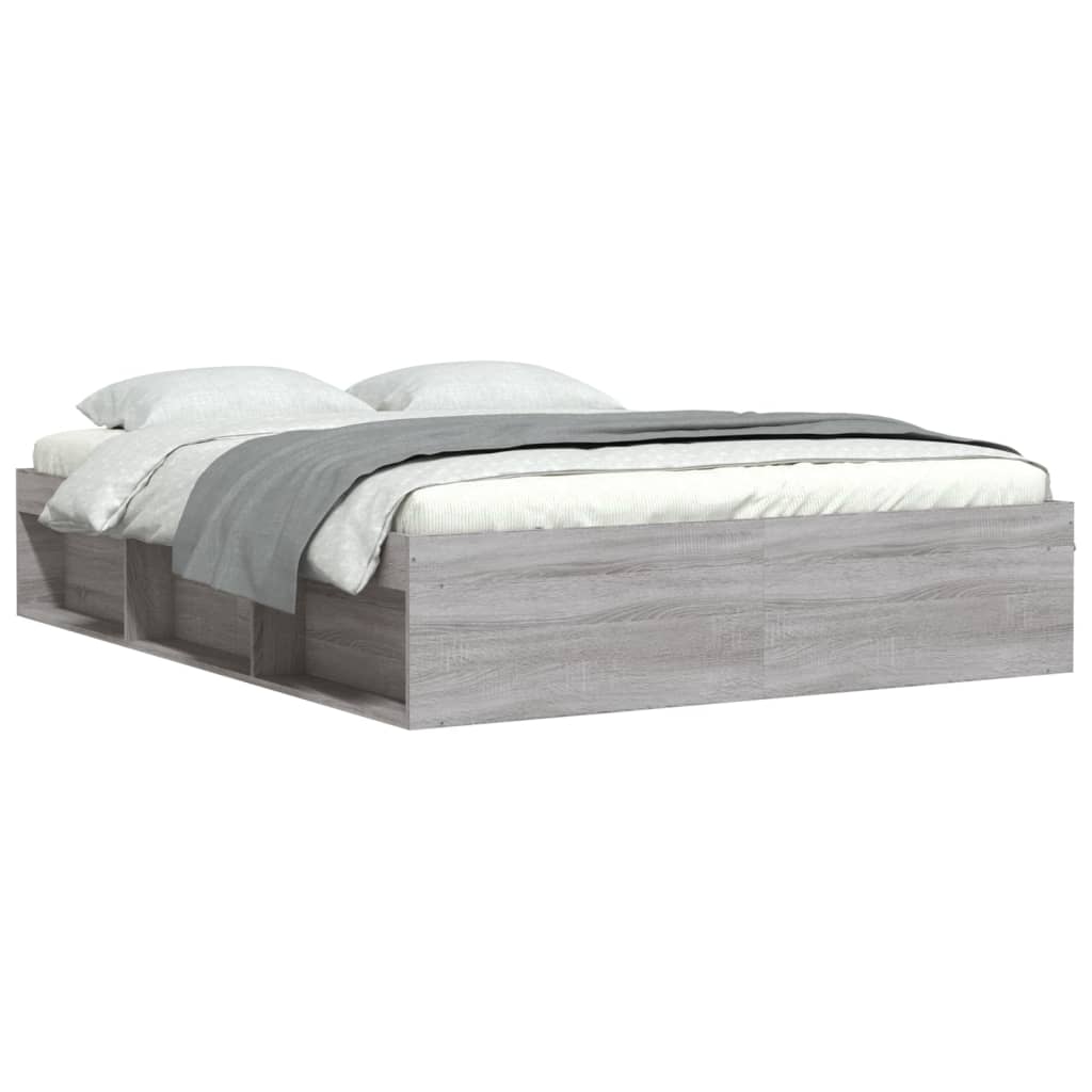 Bedframe Eikenkleurig 140 x 200 cm Grijs sonoma