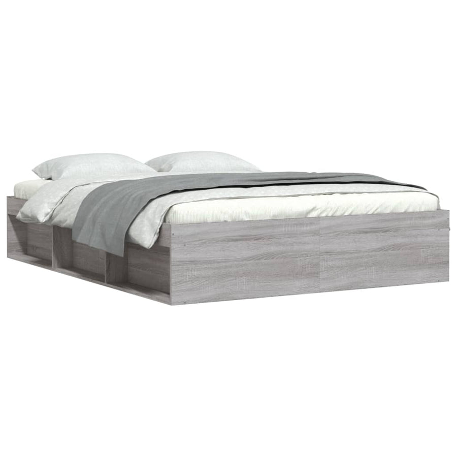 Bedframe Eikenkleurig 140 x 200 cm Grijs sonoma