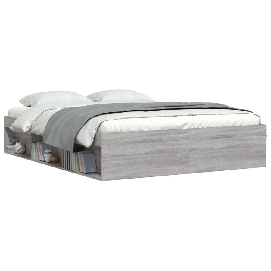 Bedframe Eikenkleurig 140 x 200 cm Grijs sonoma