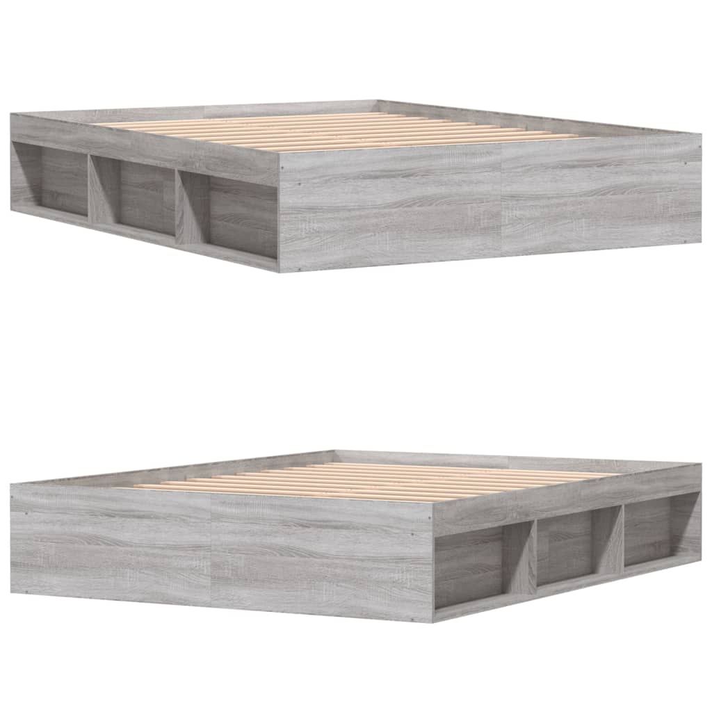 Bedframe Eikenkleurig 140 x 200 cm Grijs sonoma