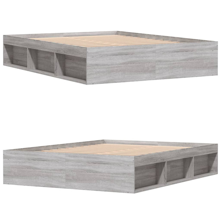 Bedframe Eikenkleurig 140 x 200 cm Grijs sonoma