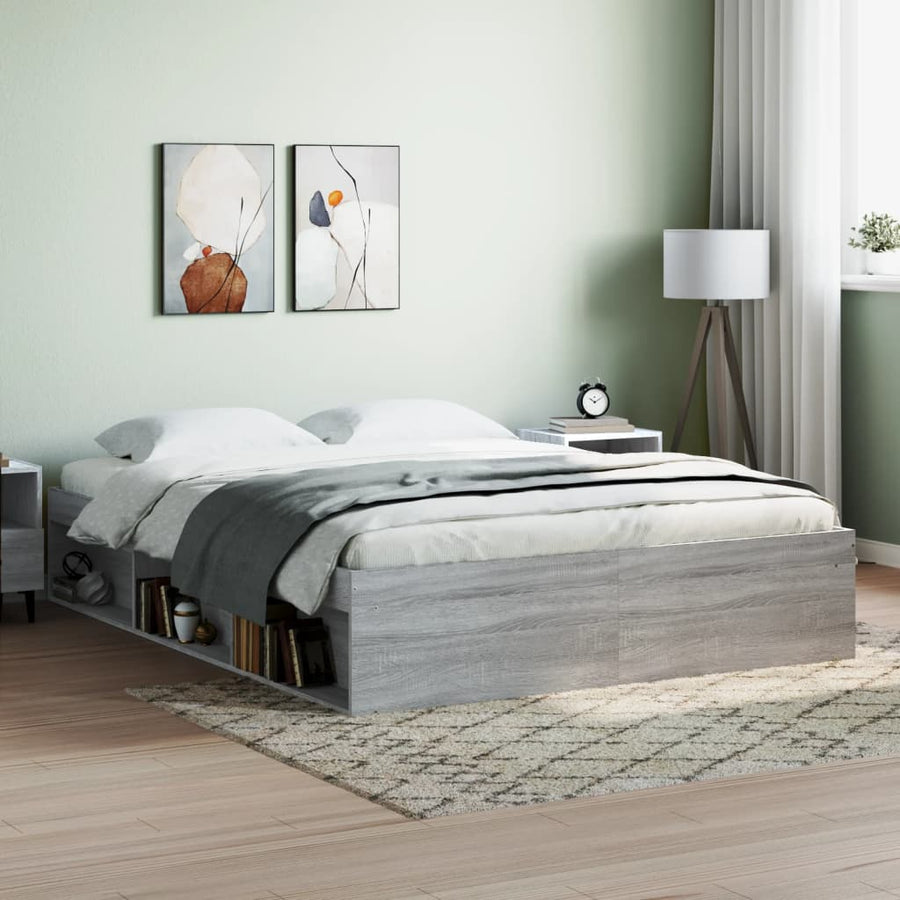 Bedframe Eikenkleurig 140 x 200 cm Grijs sonoma