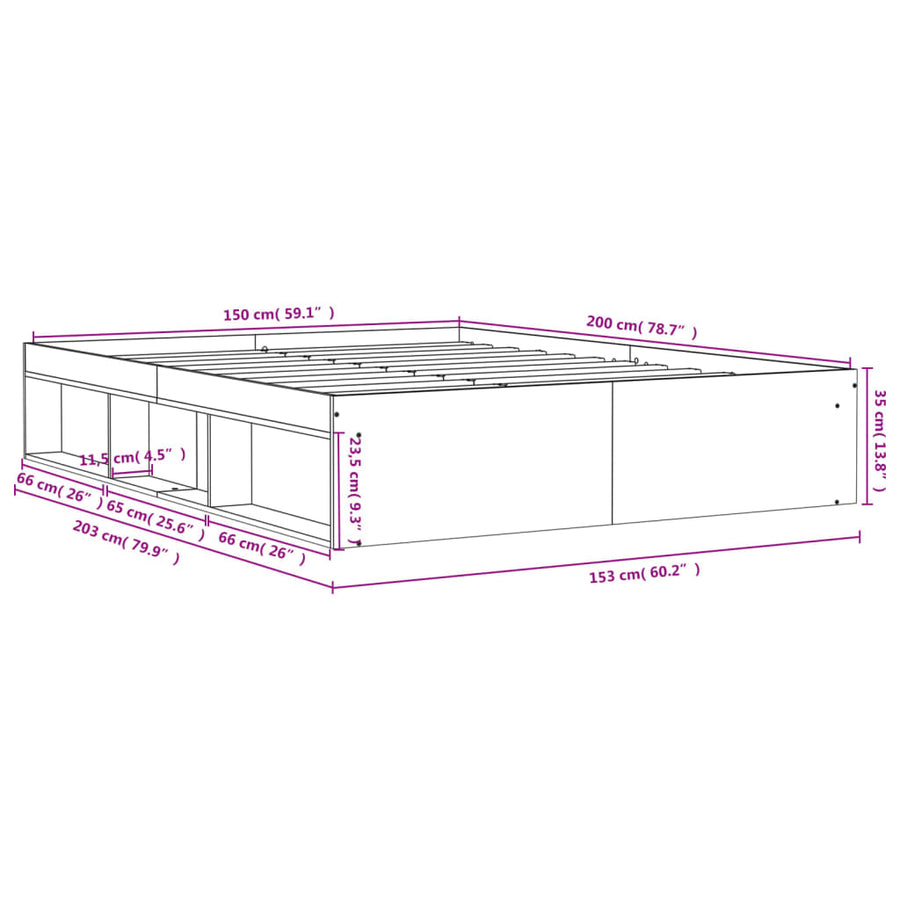 Bedframe King Size 150 x 200 cm Betongrijs