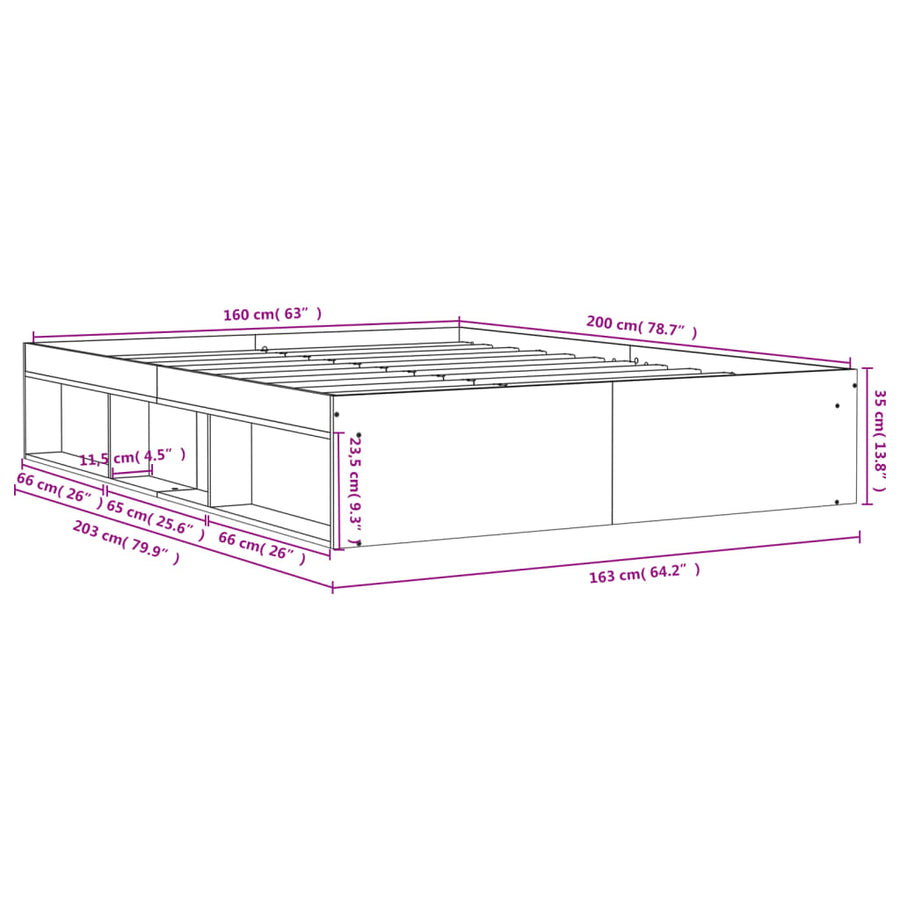 Bedframe 160 x 200 cm Wit