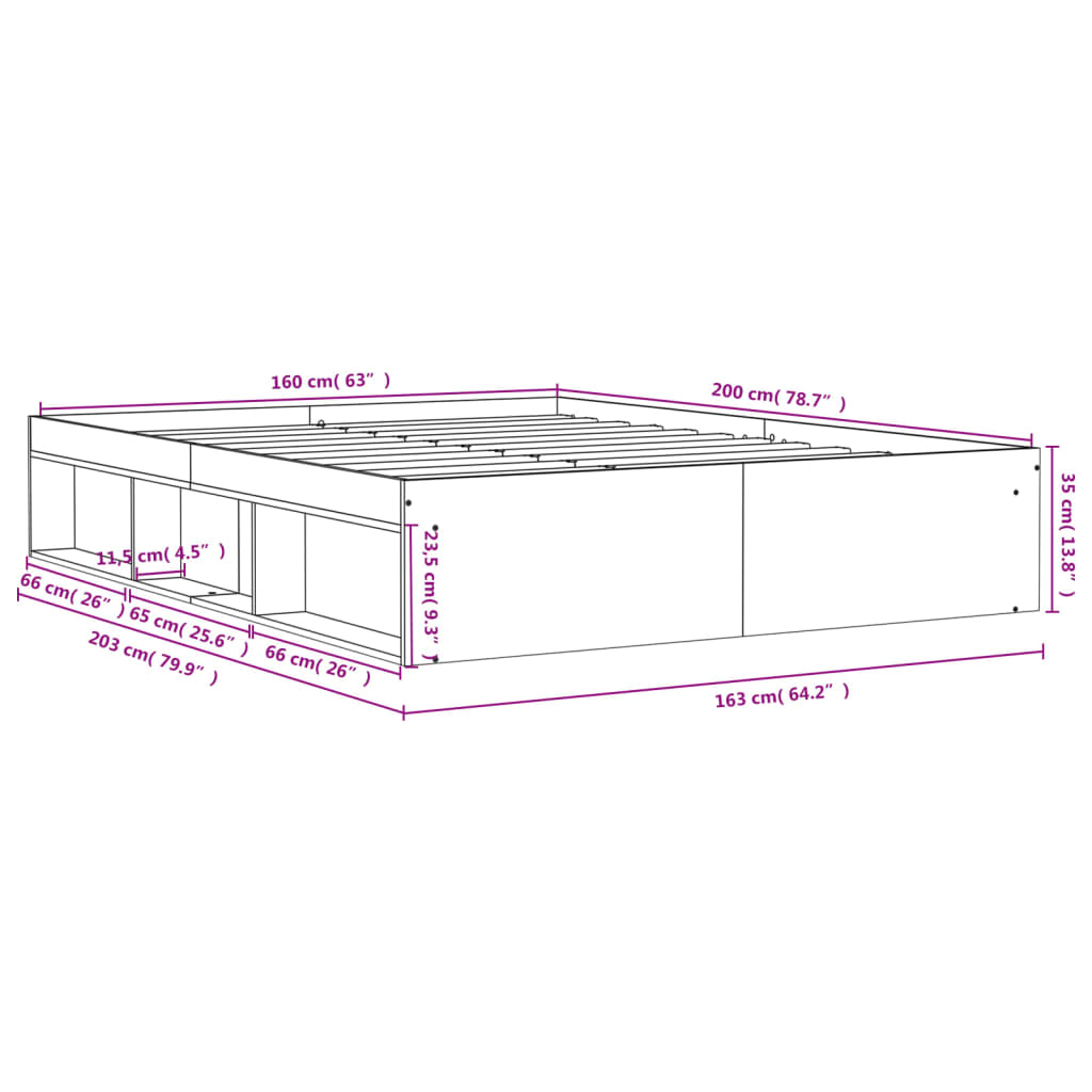 Bedframe 160 x 200 cm Betongrijs