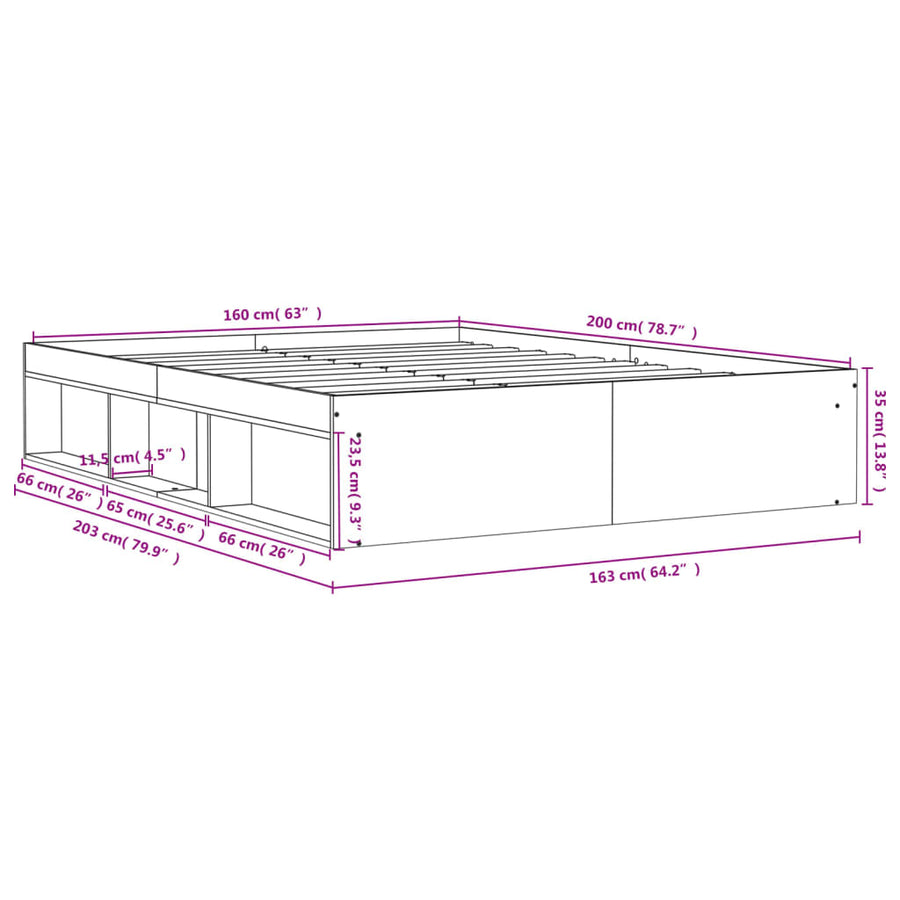 Bedframe 160 x 200 cm Betongrijs