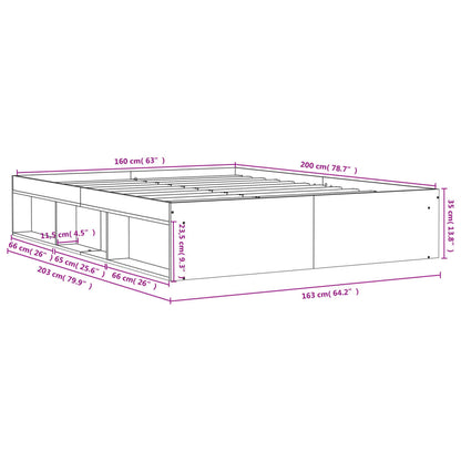 Bedframe Eikenkleurig 160 x 200 cm Grijs sonoma