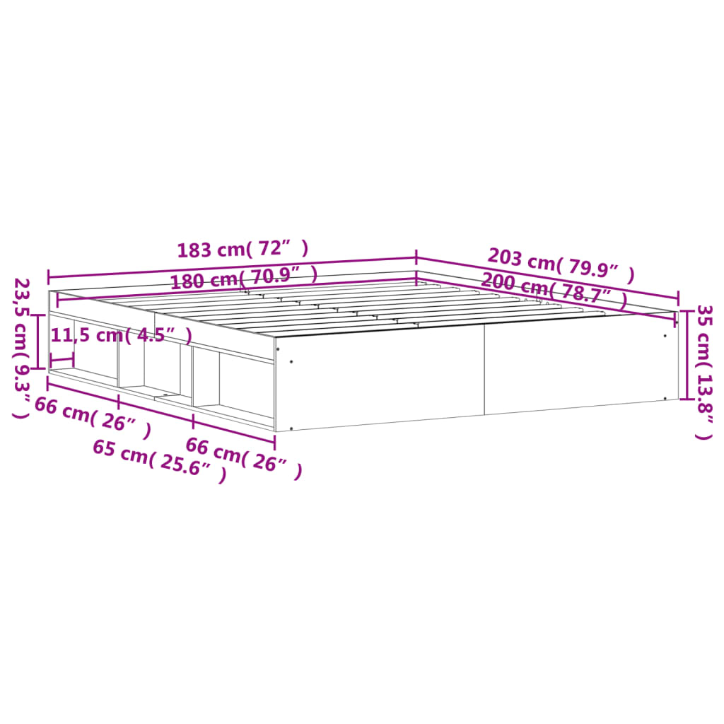 Bedframe Super King Size 180 x 200 cm Betongrijs