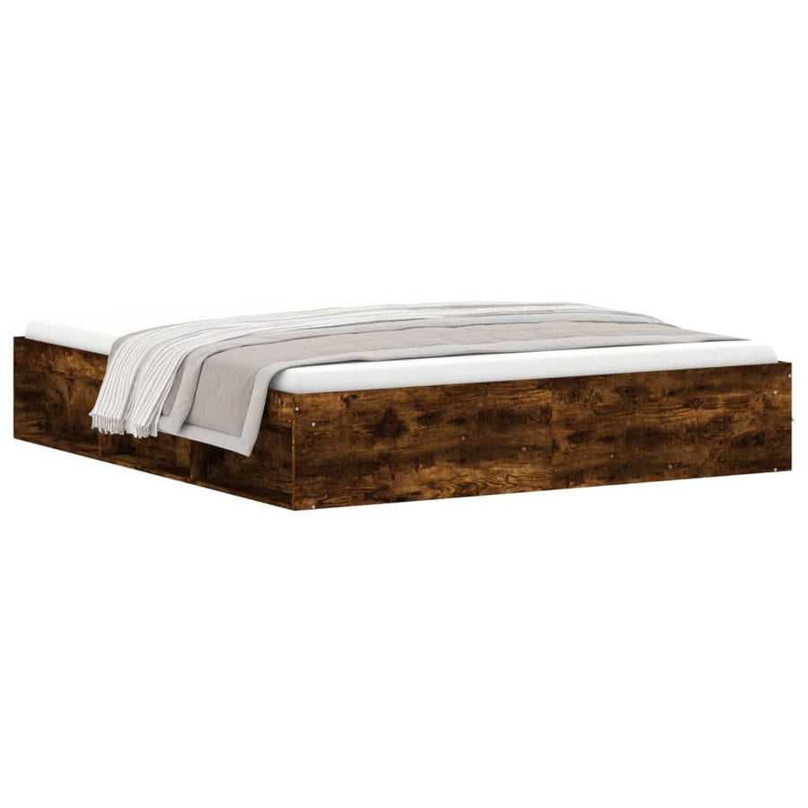 Bedframe Kleurig Super King Size 180 x 200 cm Gerookt eiken