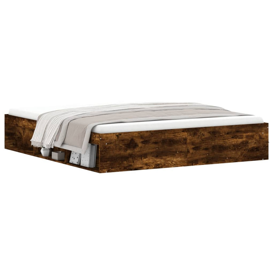 Bedframe Kleurig Super King Size 180 x 200 cm Gerookt eiken